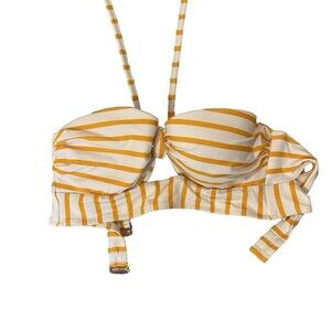Shade & Shore Medium 36B Orange Stripe Keyhole Front Pushup Bikini Swim Top New